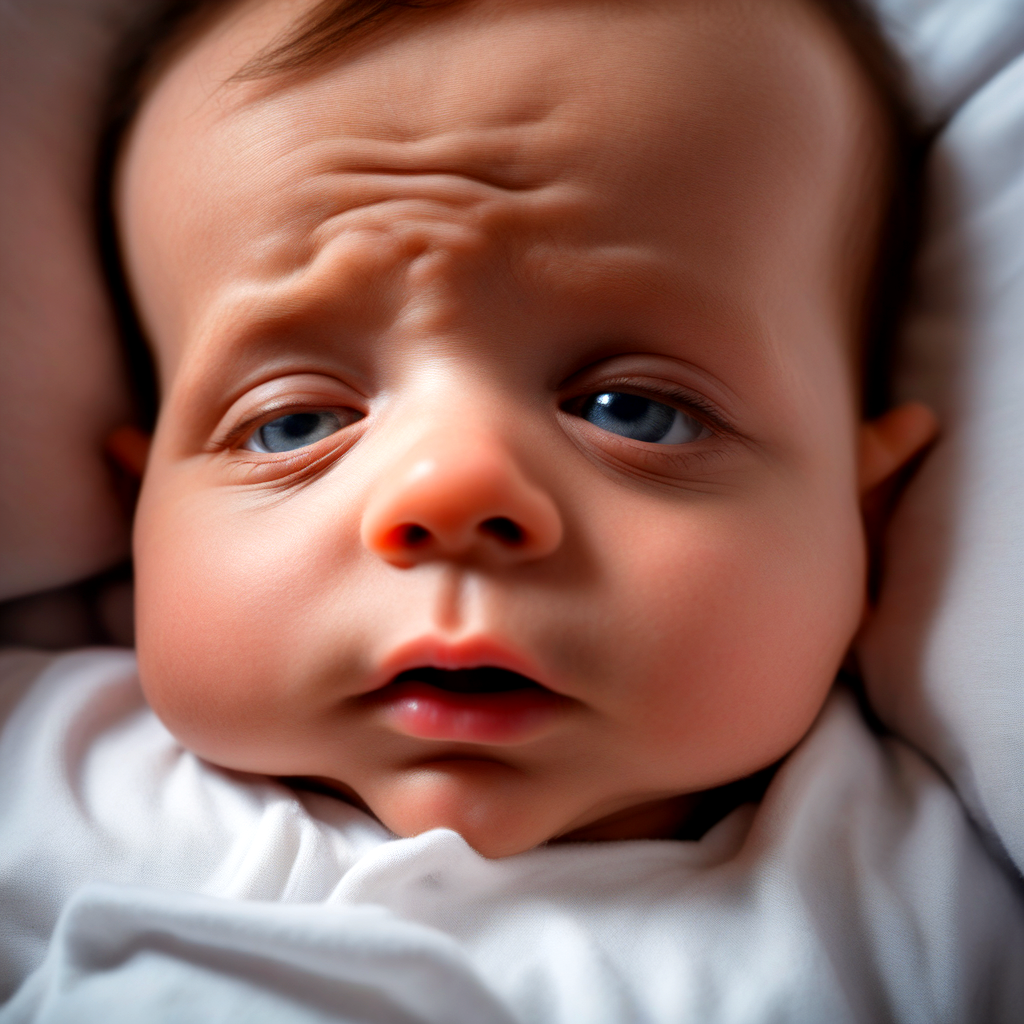 A peaceful sleeping baby with slightly open eyes, hinting at the mystery of babies sleeping with their eyes open as discussed in the 2024 guide for mastering peaceful nights